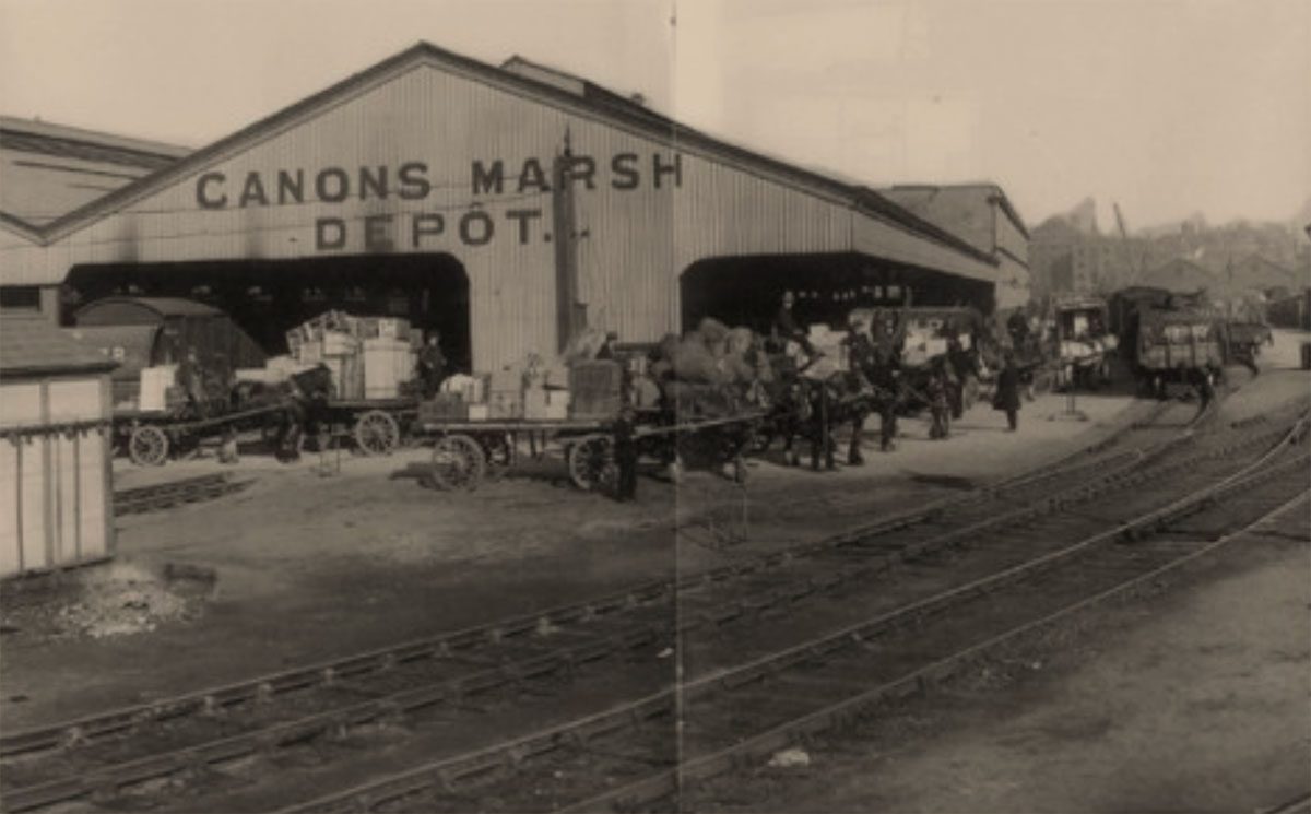 1920s tall tobacco warehouses on Bristol harborside